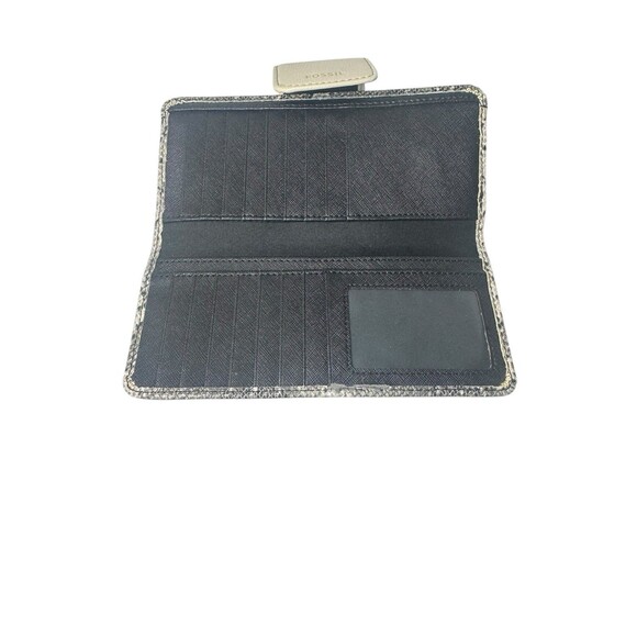 Fossil Madison Wallet Gray Leather Python Snake Clutch Organizer Fast Shipping - Picture 10 of 16